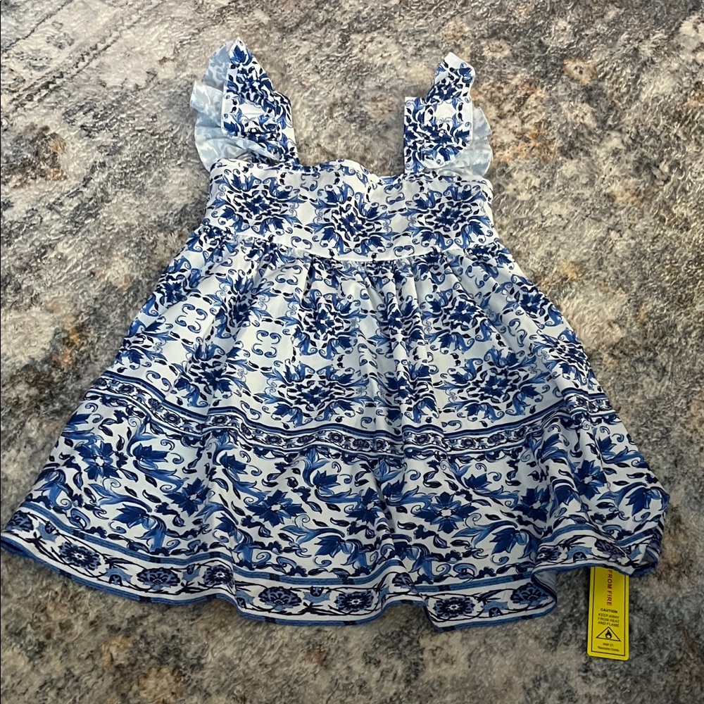 Blue and White Floral Dress